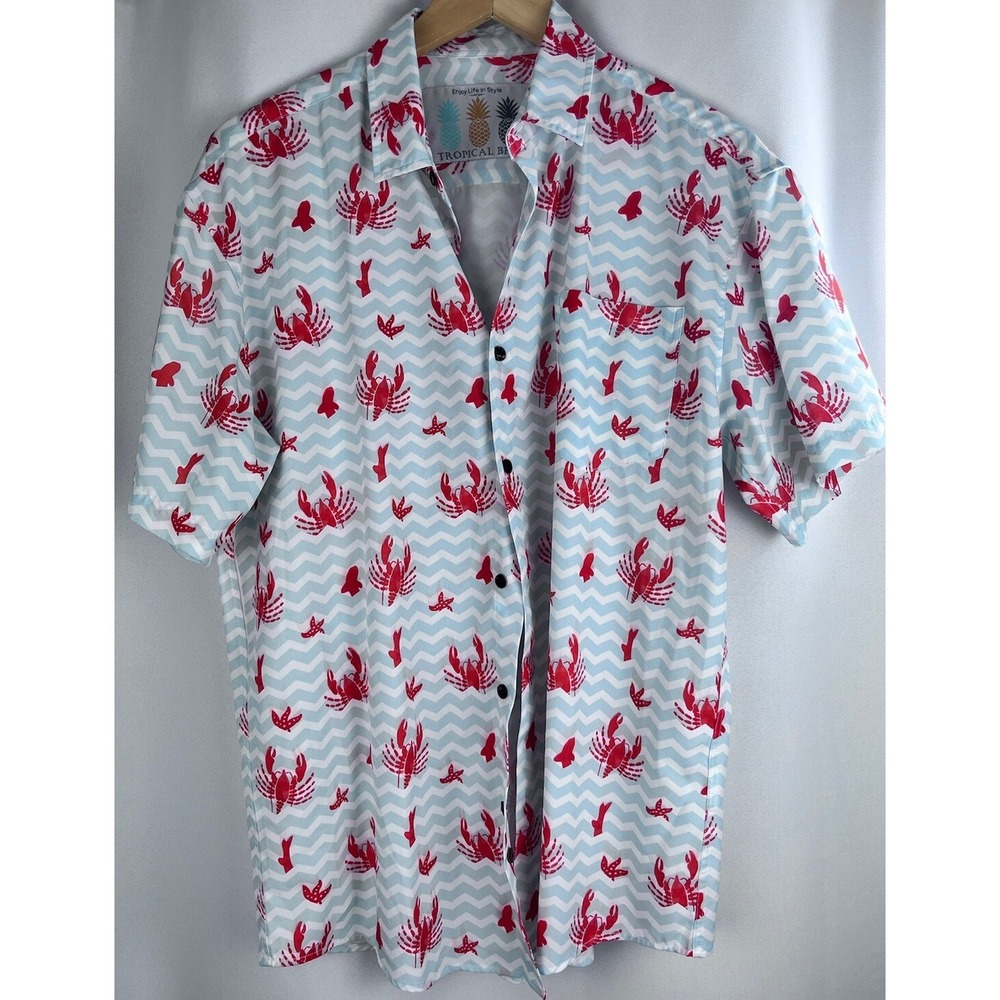 Tropical Bros Men's Large Hawaiian Button Up Short‎ Sleeve Shirt